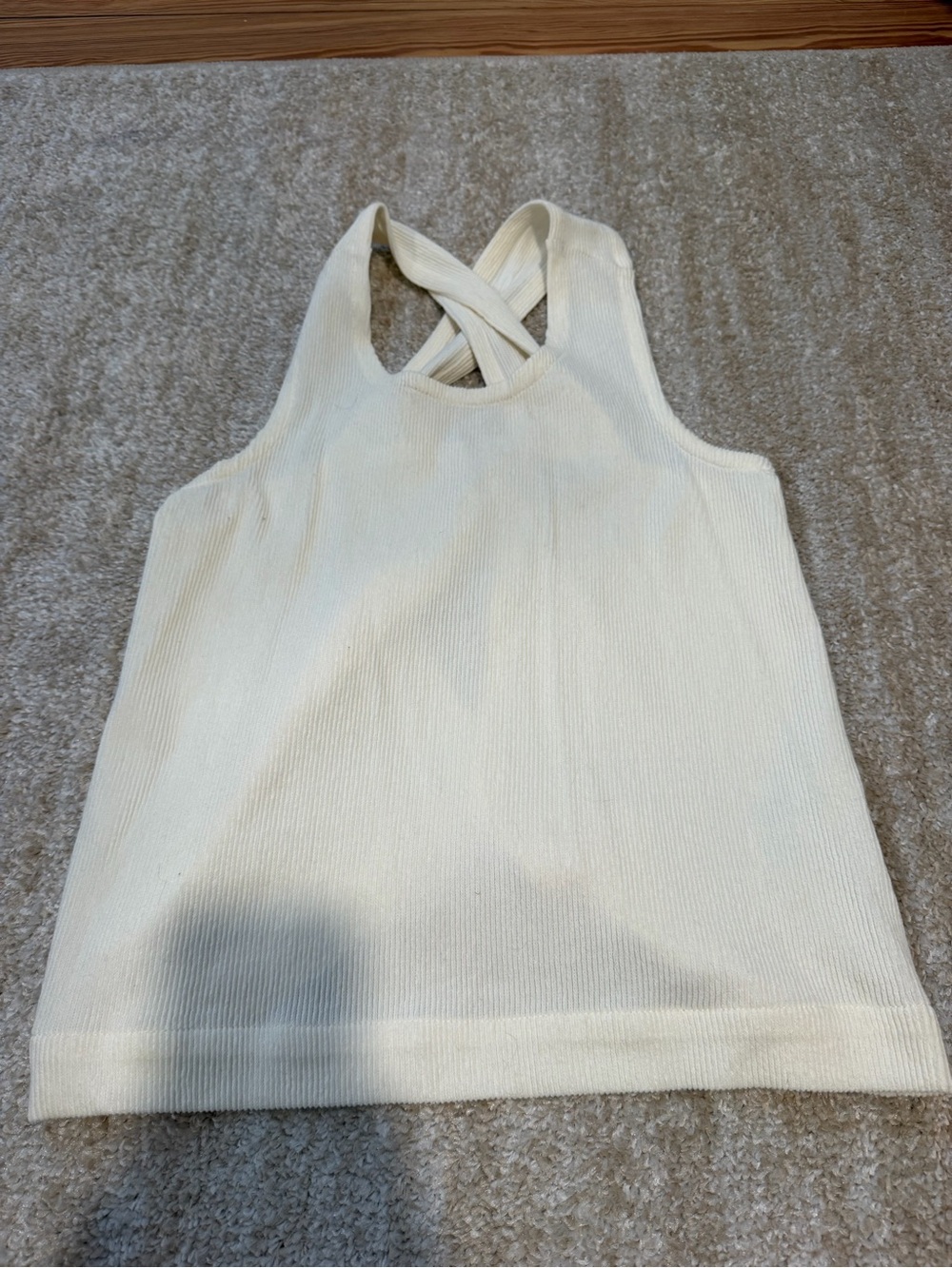 Madewell Cream Crossback Ribbed Tank